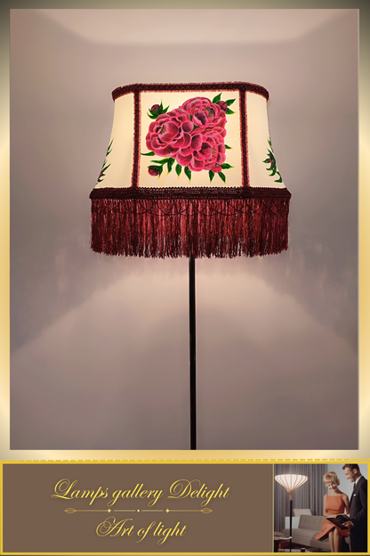 Floor lamp, floral lamp, Victorian style, unique floor lamp, lampshade with artistic painting, handmade! 530401
