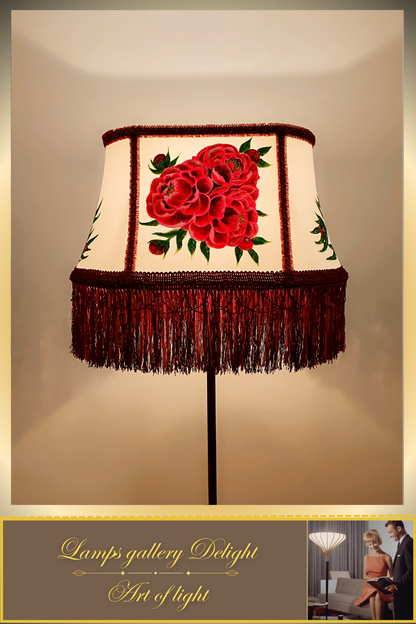 Floor lamp, floral lamp, Victorian style, unique floor lamp, lampshade with artistic painting, handmade! 530401