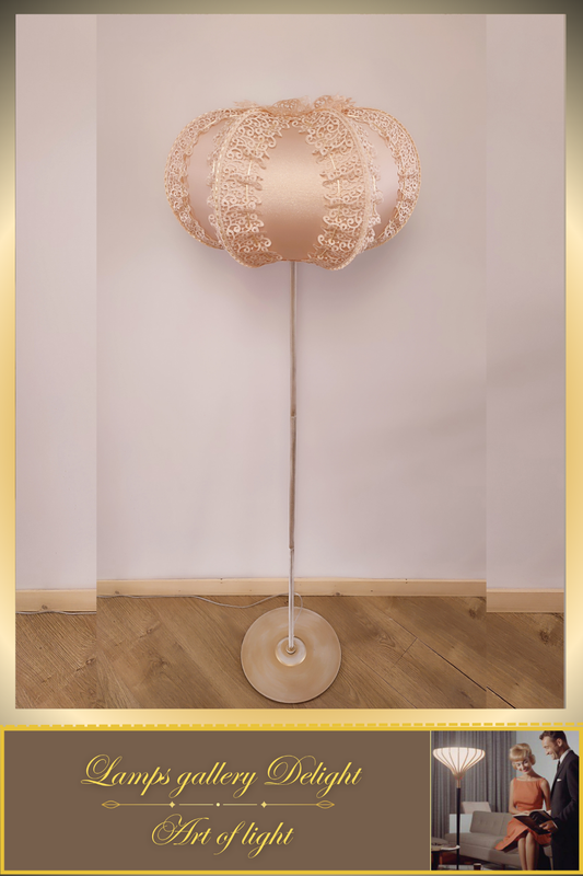 Floor lamp, pink lamp, art deco lamp, Unique lamp, fabric lampshade, handmade! 100101