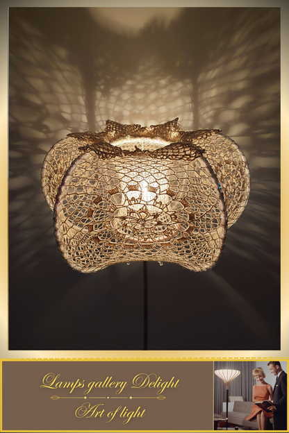 Floor lamp, macrame lamp, art deco lamp, unique lamp, knitted lampshade, handmade! 2208