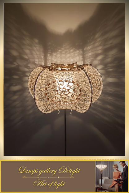 Floor lamp, macrame lamp, art deco lamp, unique lamp, knitted lampshade, handmade! 2208