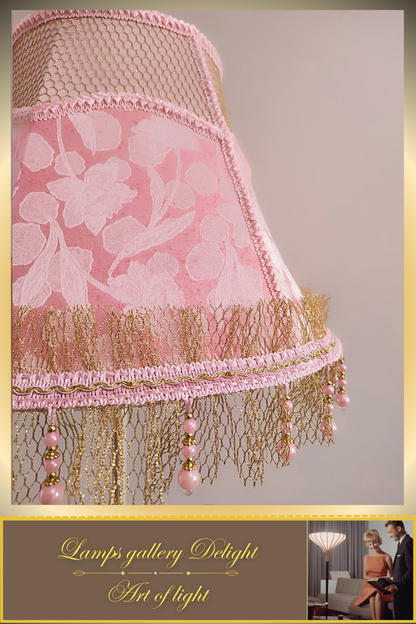Floor lamp, pink lamp, Victorian floor lamp, fairy lamp, fabric shade, handmade! 3607