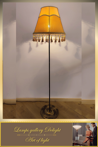 Floor lamp, Vintage Floor Lamp, Victorian floor lamp, fabric shade, handmade! 3603