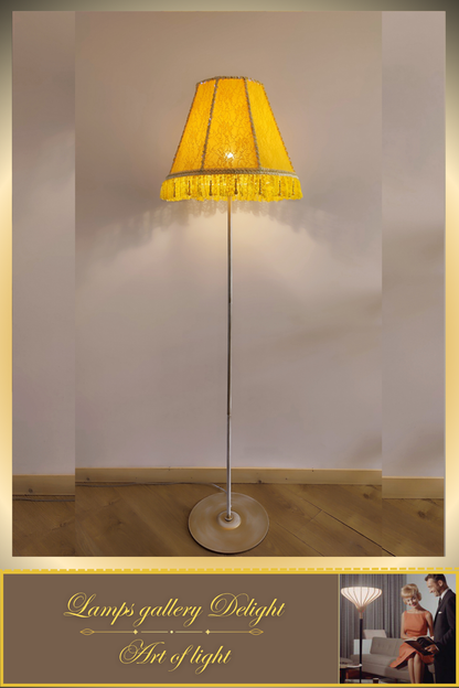 Floor lamp, yellow lamp, Victorian style floor lamp, fairy lamp, fabric shade, handmade! 111401