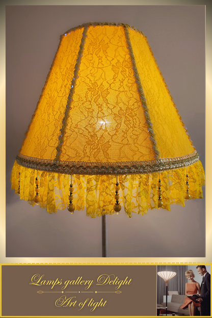 Floor lamp, yellow lamp, Victorian style floor lamp, fairy lamp, fabric shade, handmade! 111401