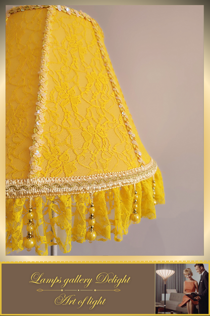 Floor lamp, yellow lamp, Victorian style floor lamp, fairy lamp, fabric shade, handmade! 111401