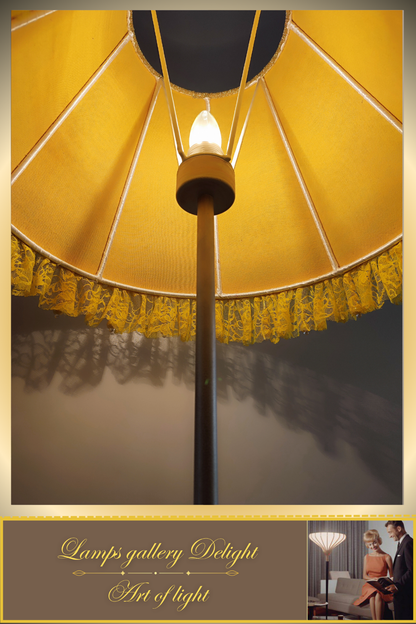 Floor lamp, yellow lamp, Victorian style floor lamp, fairy lamp, fabric shade, handmade! 111401