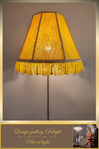 Floor lamp, yellow lamp, Victorian style floor lamp, fairy lamp, fabric shade, handmade! 111401