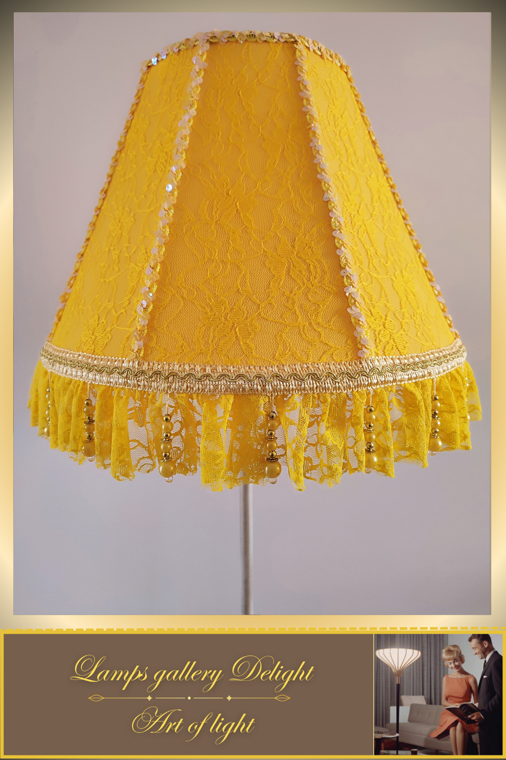 Floor lamp, yellow lamp, Victorian style floor lamp, fairy lamp, fabric shade, handmade! 111401