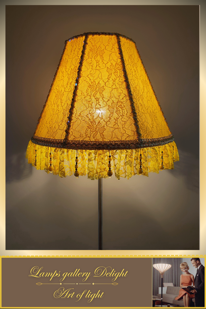 Floor lamp, yellow lamp, Victorian style floor lamp, fairy lamp, fabric shade, handmade! 111401