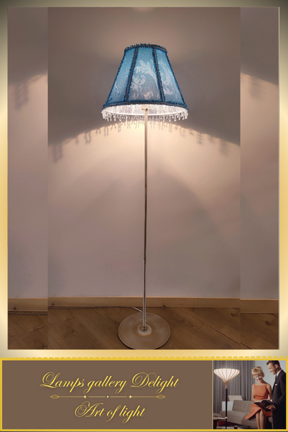 Floor lamp, blue lamp, Victorian style floor lamp, fairy lamp, fabric shade, handmade! 1112