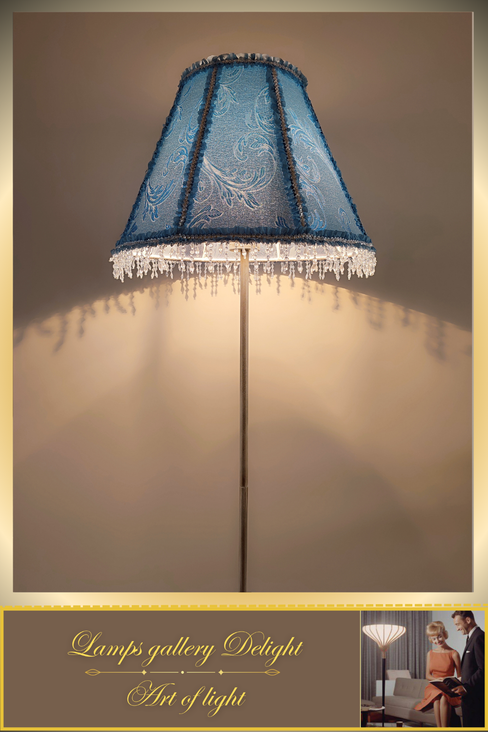 Floor lamp, blue lamp, Victorian style floor lamp, fairy lamp, fabric shade, handmade! 1112