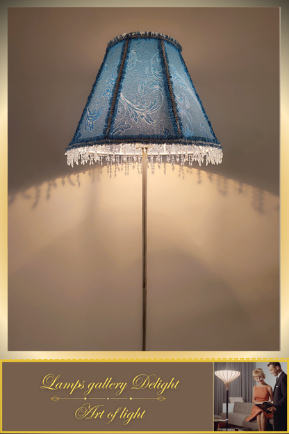 Floor lamp, blue lamp, Victorian style floor lamp, fairy lamp, fabric shade, handmade! 1112