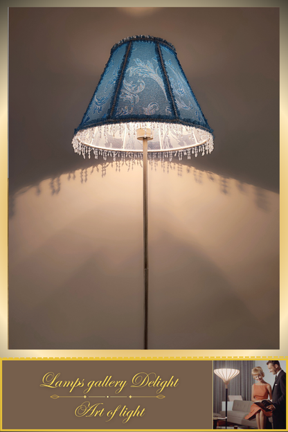 Floor lamp, blue lamp, Victorian style floor lamp, fairy lamp, fabric shade, handmade! 1112