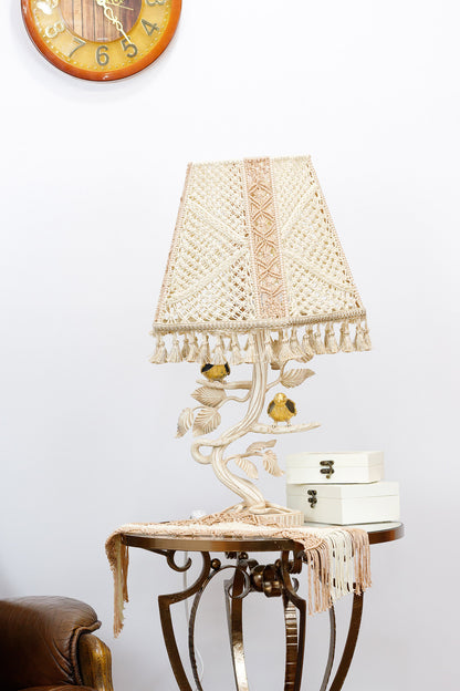 Metal table lamp. Handmade Victorian crochet table lamp. 6406
