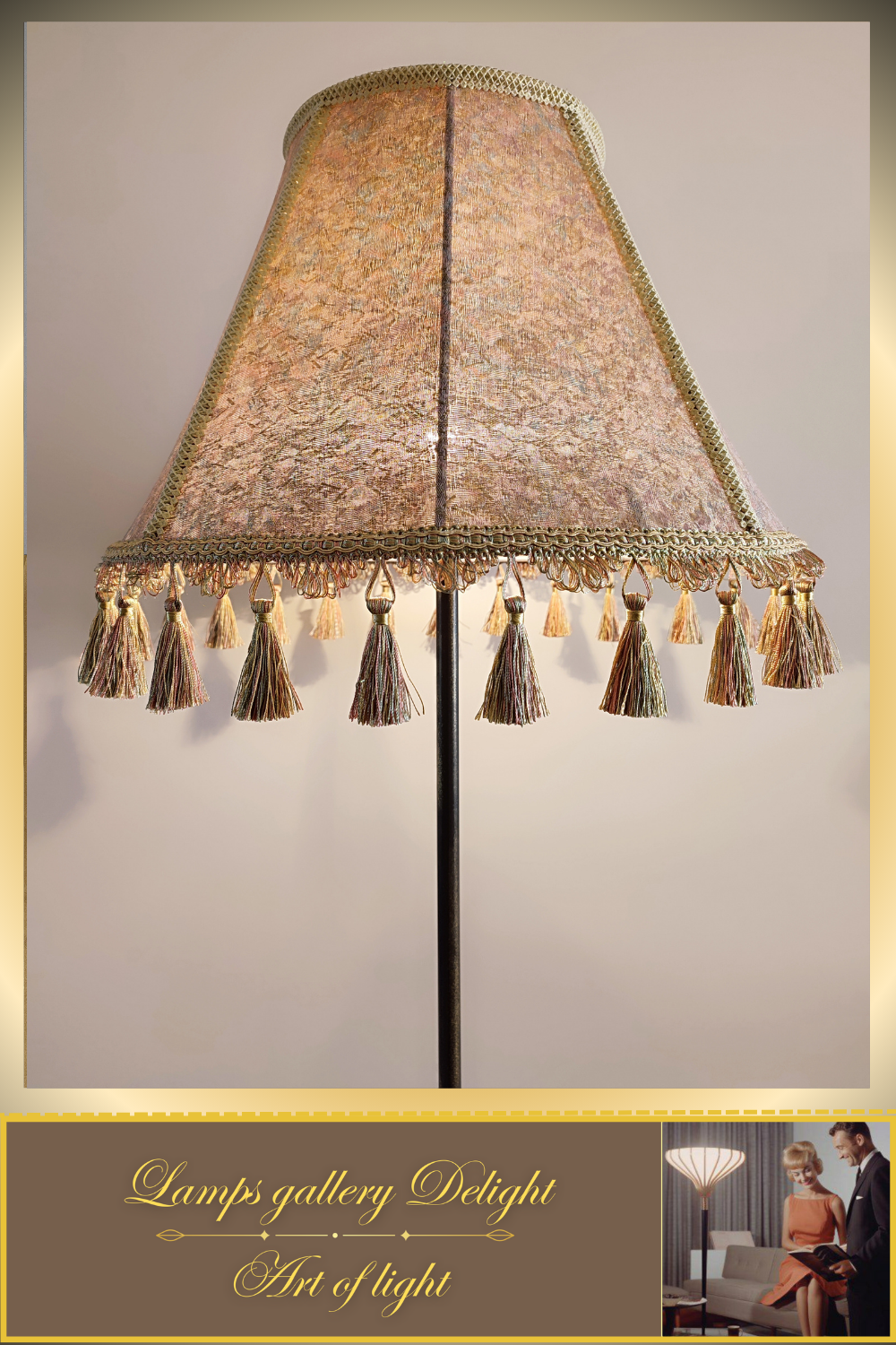Floor lamp, Victorian style floor lamp, lilac lamp, fabric lampshade, vintage floor lamp, handmade! 7303