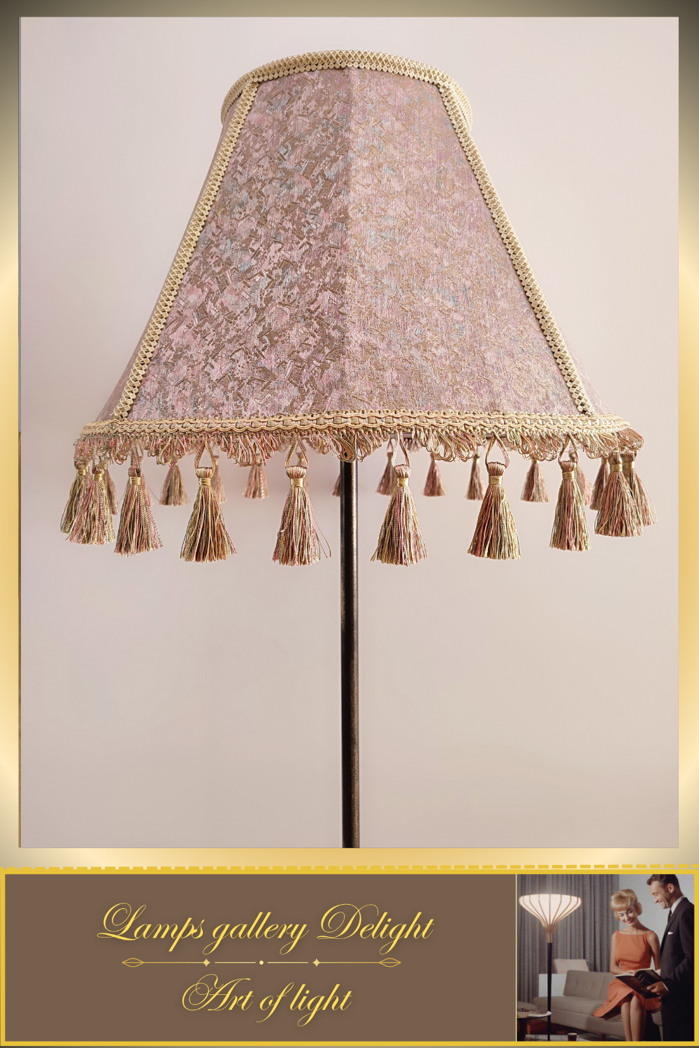 Floor lamp, Victorian style floor lamp, lilac lamp, fabric lampshade, vintage floor lamp, handmade! 7303