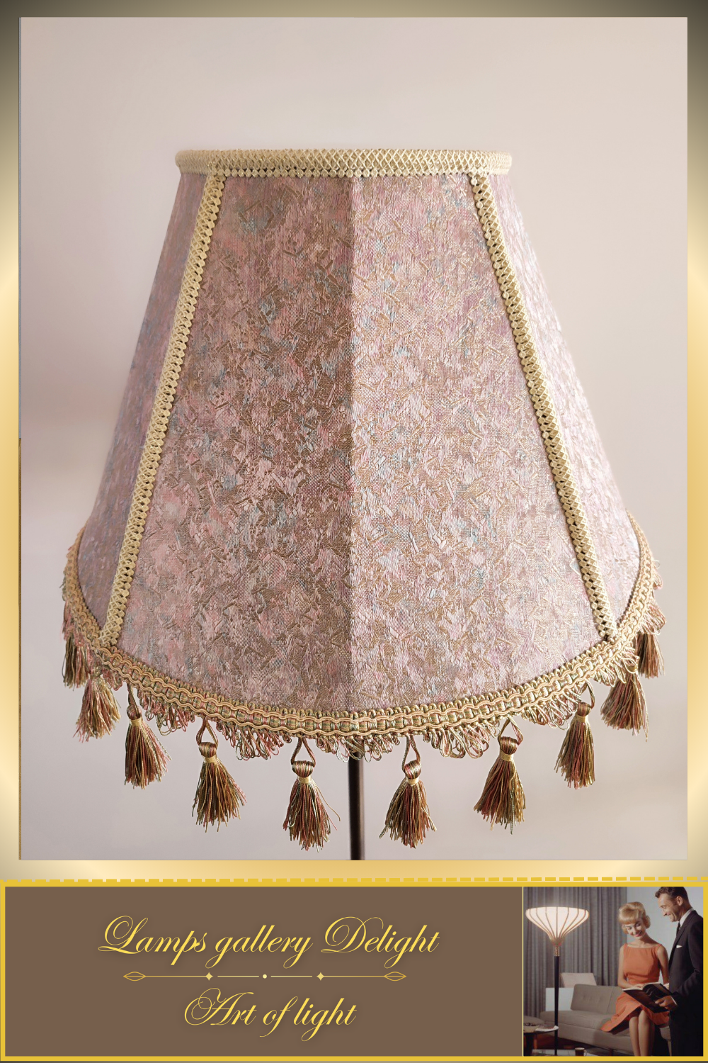 Floor lamp, Victorian style floor lamp, lilac lamp, fabric lampshade, vintage floor lamp, handmade! 7303