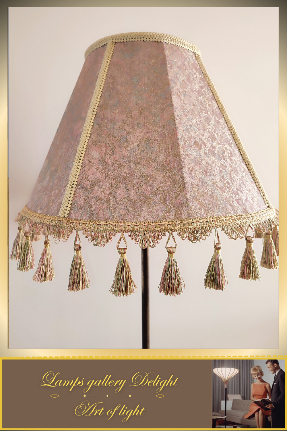 Floor lamp, Victorian style floor lamp, lilac lamp, fabric lampshade, vintage floor lamp, handmade! 7303