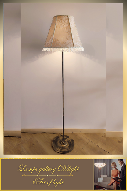 Floor lamp, Victorian style floor lamp, beige lamp, fabric shade, vintage floor lamp, handmade! 380801
