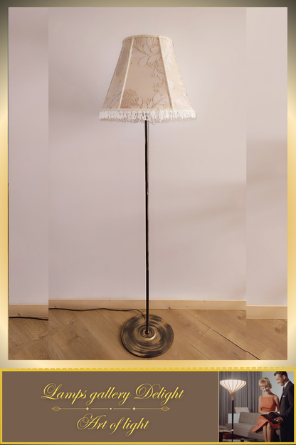 Floor lamp, Victorian style floor lamp, beige lamp, fabric shade, vintage floor lamp, handmade! 380801