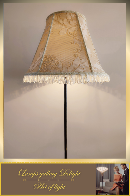 Floor lamp, Victorian style floor lamp, beige lamp, fabric shade, vintage floor lamp, handmade! 380801