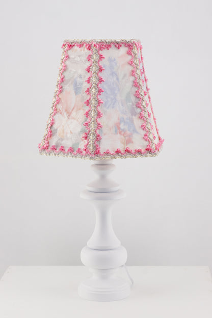 A handmade pink and blue lampshade for bedside lamps. № 7702