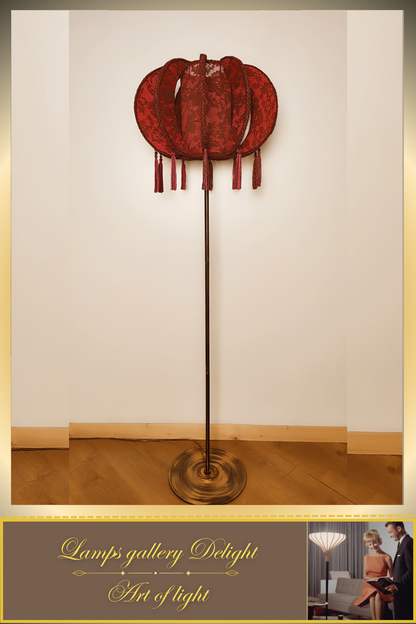 Floor lamp, art deco floor lamp, burgundy floor lamp, vintage floor lamp, unique floor lamp, handmade! 820101