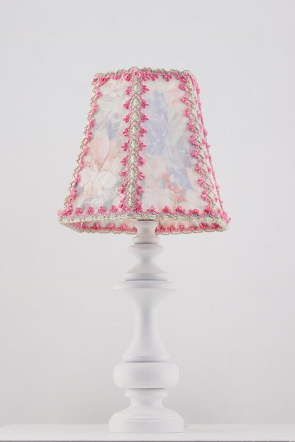 A handmade pink and blue lampshade for bedside lamps. № 7702