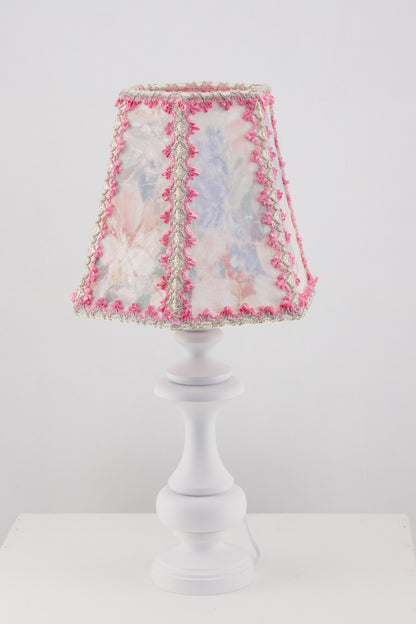 A handmade pink and blue lampshade for bedside lamps. № 7702