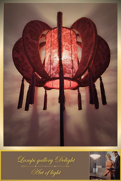 Floor lamp, art deco floor lamp, burgundy floor lamp, vintage floor lamp, unique floor lamp, handmade! 820101