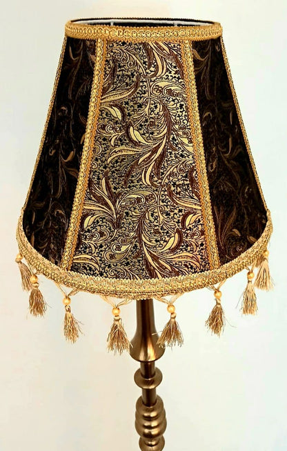 Relief lampshade of golden brown color in Victorian style with fringe. PRODUCT TO ORDER. 0205