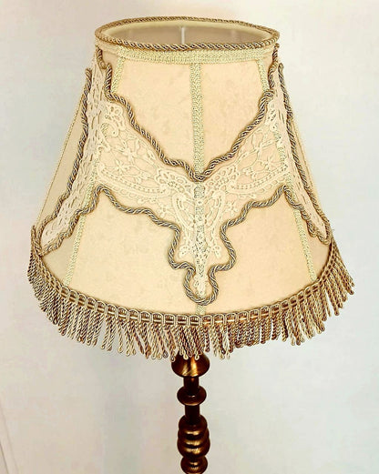 Victorian Lampshade Pastel Beige with Fringe. 1109