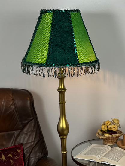 Victorian lampshade light green fabric fringe PRODUCT TO ORDER. 1118