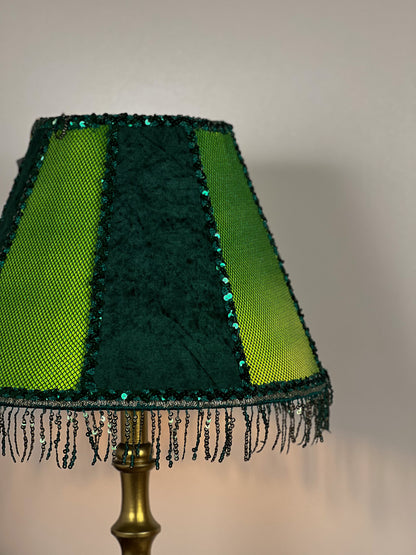 Victorian lampshade light green fabric fringe PRODUCT TO ORDER. 1118
