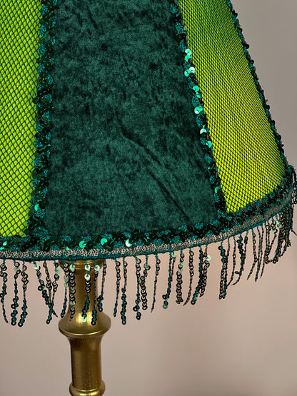 Victorian lampshade light green fabric fringe PRODUCT TO ORDER. 1118