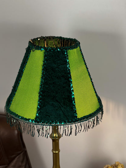 Victorian lampshade light green fabric fringe PRODUCT TO ORDER. 1118
