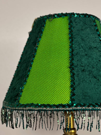 Victorian lampshade light green fabric fringe PRODUCT TO ORDER. 1118