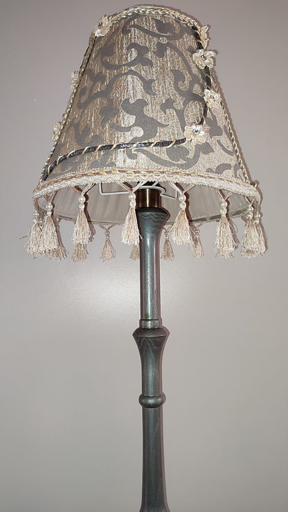 Floor lamp with an exquisite Victorian shade decorated with elegant tassels