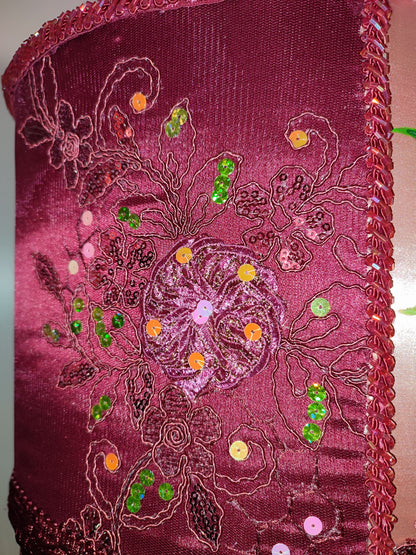 Designer Burgundy Lampshade - Handmade for Large, Romantic, and Deco Lighting. 1805