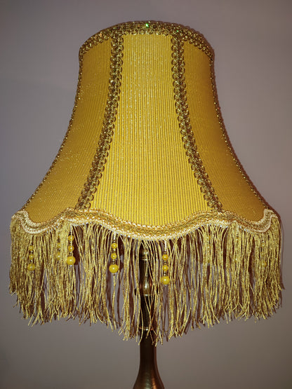 Floor lamp with yellow fabric shade with fringe. 4701 Product to order!