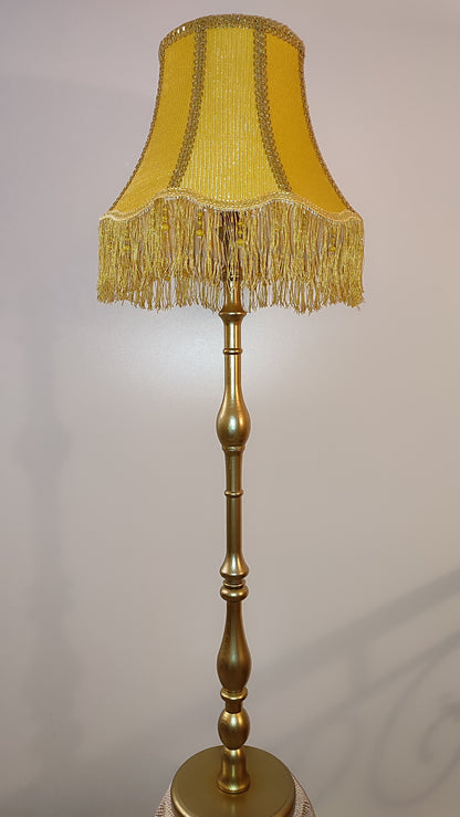 Floor lamp with yellow fabric shade with fringe. 4701 Product to order!