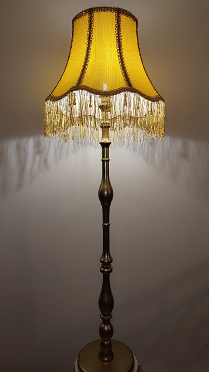 Floor lamp with yellow fabric shade with fringe. 4701 Product to order!