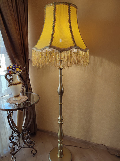 Floor lamp with yellow fabric shade with fringe. 4701 Product to order!