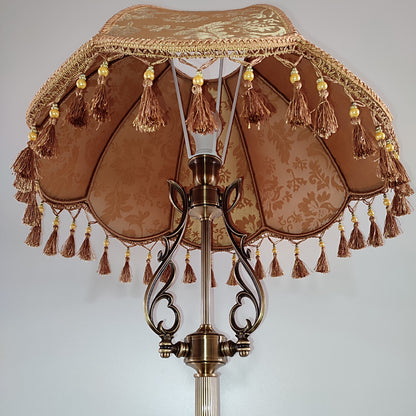 Floor lamp, lamp floor, Victorian Style, fabric lampshade, brass lamp base. 2602м