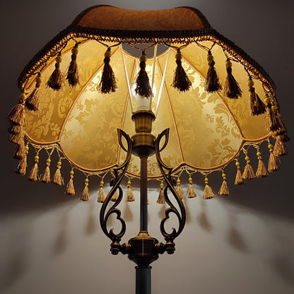 Floor lamp, lamp floor, Victorian Style, fabric lampshade, brass lamp base. 2602м
