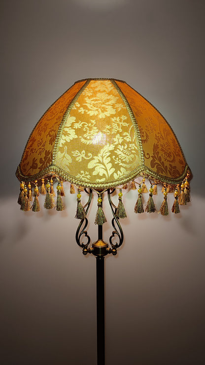 Floor lamp, lamp floor, Victorian Style, fabric lampshade, brass lamp base. 2602м