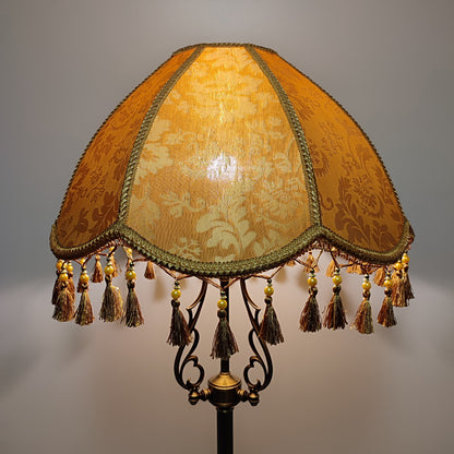Floor lamp, lamp floor, Victorian Style, fabric lampshade, brass lamp base. 2602м