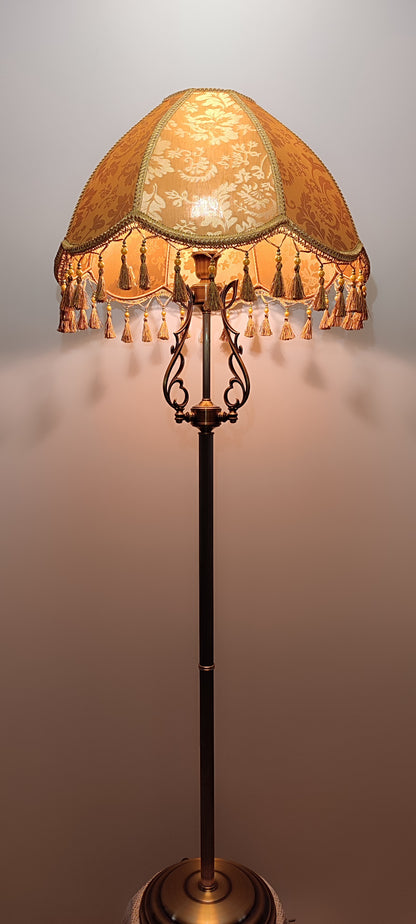 Floor lamp, lamp floor, Victorian Style, fabric lampshade, brass lamp base. 2602м