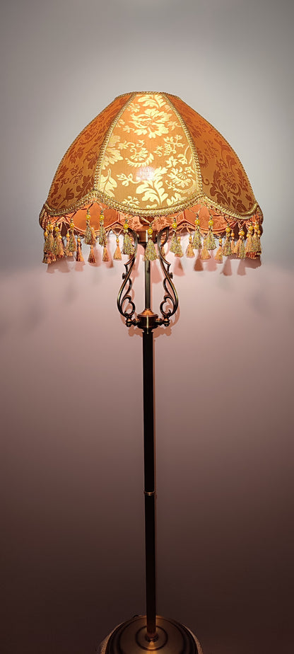Floor lamp, lamp floor, Victorian Style, fabric lampshade, brass lamp base. 2602м